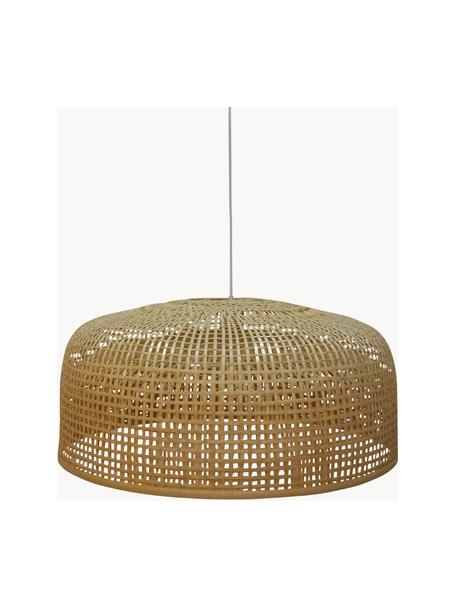 Lámpara de techo de bambú Construct, Pantalla: bambú, Anclaje: metal recubierto, Cable: cubierto en tela, Marrón claro, Ø 65 x Al 30 cm