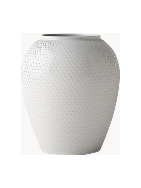 Vase en porcelaine artisanal Rhombe, haut. 17 cm, Porcelaine, Blanc, Ø 14 x haut. 17 cm