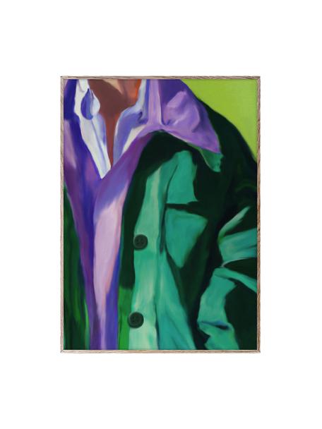 Plakat Spring Jacket, 210 g matowy papier, druk cyfrowy z 10 farbami odpornymi na promieniowanie UV, Lila, turkusowy zielony, S 50 x W 70 cm