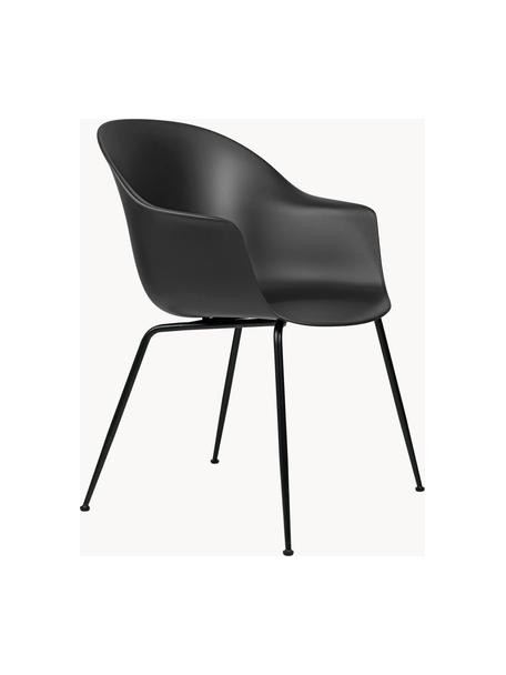 Krzesło z podłokietnikami Bat, Nogi: metal powlekany, Czarny, S 61 x G 56 cm