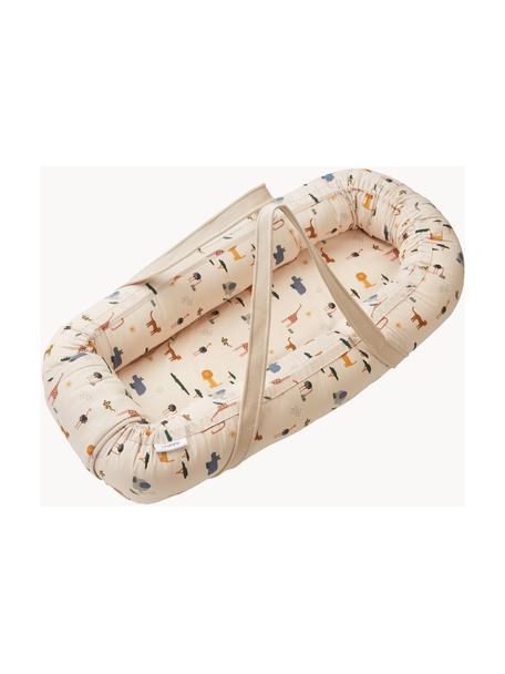 Tragbares Babynest Gro aus Baumwolle, Bezug: 100 % Baumwolle, Matratze: 100 % Polyurethan, Hellbeige, Bunt, gemustert, B 45 x L 84 cm