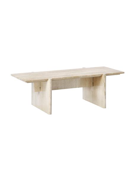Travertin-Couchtisch Jovis, Tischplatte: Travertin, Travertin, Holz, B 100 x H 33 cm