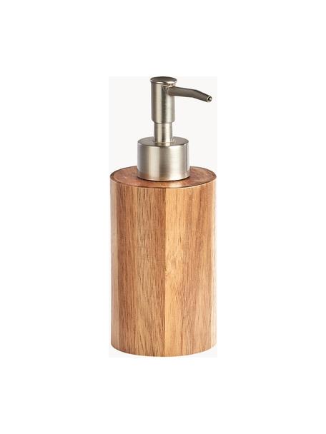 Distributeur de savon en bois d'acacia Wood, Bois clair, argenté, Ø 7 x haut. 17 cm