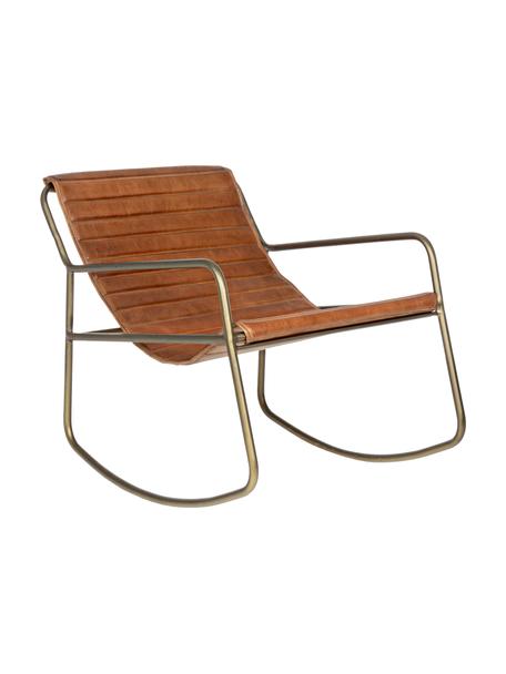 Kožená hojdacia stolička Karisma, Hnedá, mosadzné odtiene, Š 59 x H 77 cm