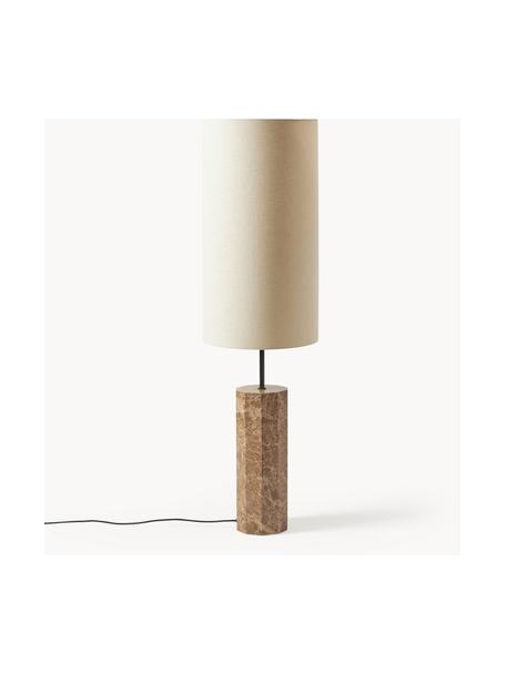 Stehlampe Elanor mit Marmorfuß, Lampenschirm: Leinen, Hellbeige, Braun, marmoriert, H 128 cm