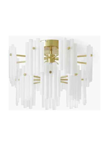 Große LED-Deckenleuchte Alenia, Lampenschirm: Acrylglas, Baldachin: Metall, vermessingt, Weiß, Messingfarben, Ø 57 x H 34 cm