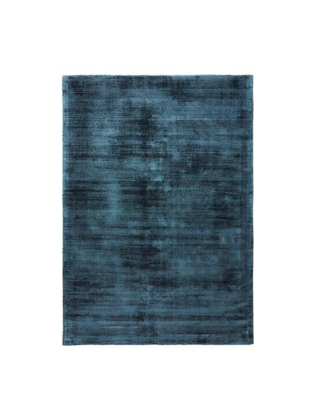 Tappeto in viscosa tessuto a mano Jane, Retro: 100% cotone Il materiale , Blu scuro, Larg. 80 x Lung. 150 cm (taglia XS)