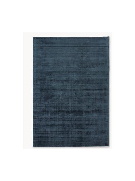 Tappeto in viscosa fatto a mano Jane, Retro: 100% cotone, Blu scuro, Larg. 80 x Lung. 150 cm (taglia XS)