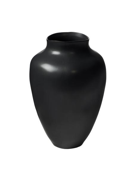 Handgefertigte Vase Latona, Steingut, Schwarz, matt, Ø 21 x H 30 cm