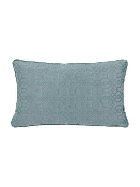 Federa arredo con motivo grafico Feliz, 60% cotone, 40% poliestere, Blu, Larg. 30 x Lung. 50 cm