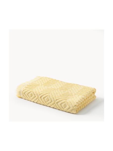 Serviette avec motif haut-bas Jacqui, en tailles variées, Jaune clair, Drap de bain, larg. 70 x long. 140 cm