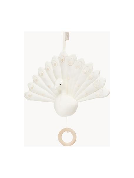 Hudební kolotoč z organické bavlny Peacock, Tlumeně bílá, Š 18 cm, V 24 cm