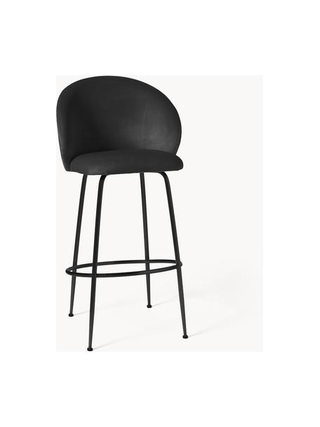 Tabouret de bar Luisa, Tissu noir, noir, larg. 54 x haut. 108 cm