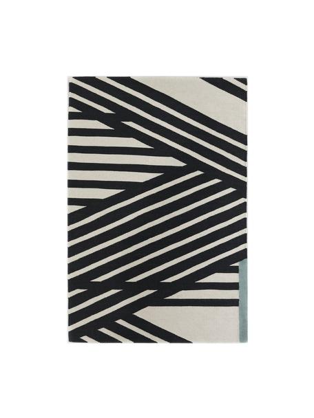Tappeto in lana tessuto a mano con righe a blocchi Stripes, 100% lana

Nel caso dei tappeti di lana, le fibre possono staccarsi nelle prime settimane di utilizzo, questo e la formazione di lanugine si riducono con l'uso quotidiano, Nero, beige, Larg. 140 x Lung. 200 cm (taglia S)