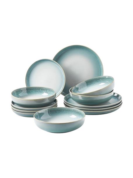 Set stoviglie Havana, 4 persone (12 pz), Gres smaltato, Tonalità blu, 4 persone (12 pz)