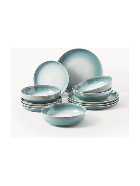 Geschirr-Set Havana, 12er-Set, Steingut, glasiert, Blautöne, 4 Personen (12-tlg.)