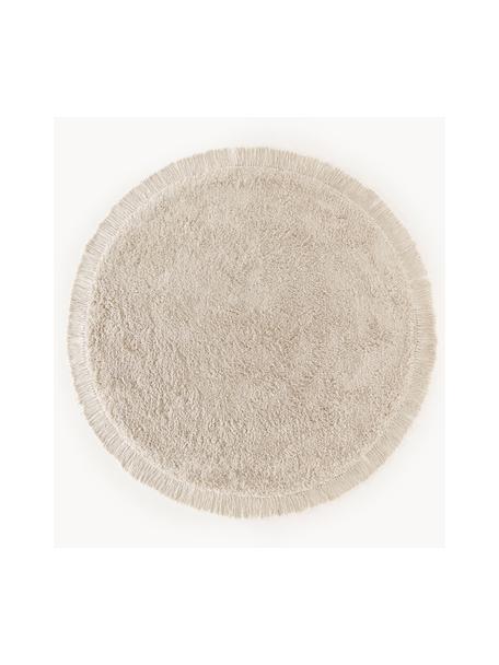 Okrągły puszysty dywan z długim włosiem z frędzlami Dreamy, Beżowy, Ø 200 cm (Rozmiar L)