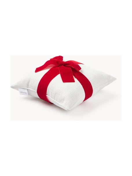 Kissen Cinnie mit Schleife, Hülle: 95 % Polyester, 5 % Nylon, Weiß, Rot, B 33 x L 33 cm