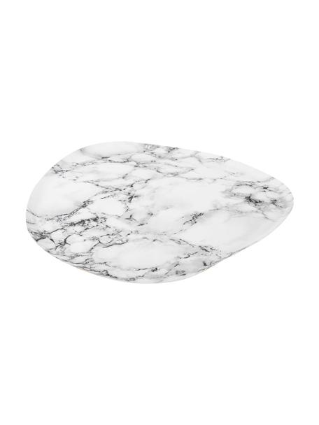 Deko-Tablett Look in Marmor-Optik, L 25 x B 19 cm, Metall, beschichtet, Weiß, marmoriert, L 25 x B 19 cm