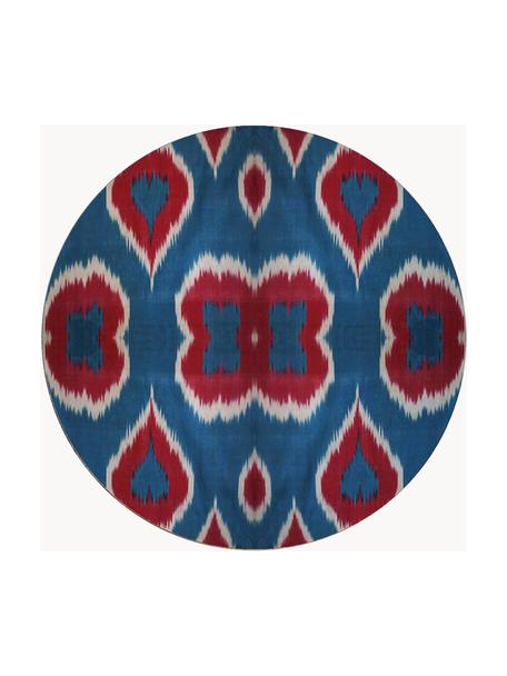 Handgemaakt porseleinen onderbord Ikat, Porseilein, Blauw, roodbruin, wit, Ø 32 cm