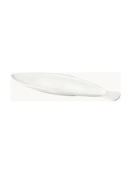Plat de service Pesce, Grès cérame, Blanc, larg. 41 x long. 18 cm