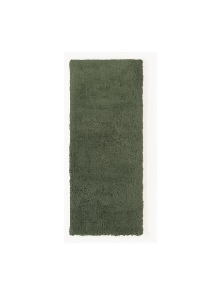 Načechraný běhoun s vysokým vlasem Leighton, Tmavě zelená, Š 80 cm, D 200 cm