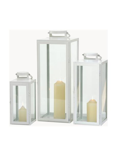 Lanternes Arana, 3 élém., Verre, métal, enduit, Blanc, transparent, Lot de différentes tailles