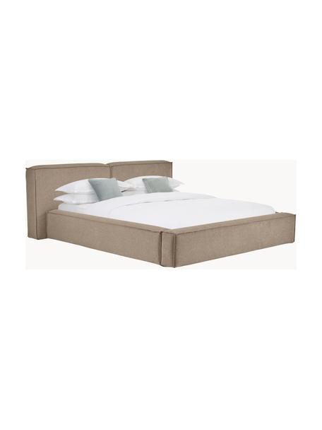 Polsterbett Lennon, Bezug: 100% Polyester Der hochwe, Gestell: Massives Kiefernholz, FSC, Füße: Holz, FSC-zertifizert, Ku, Webstoff Taupe, B 140 x L 200 cm