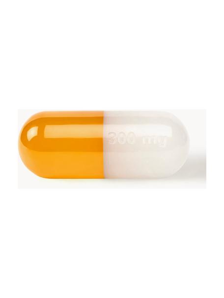 Dekoracja Pill, Poliakryl polerowany, Biały, pomarańczowy, S 24 x W 9 cm