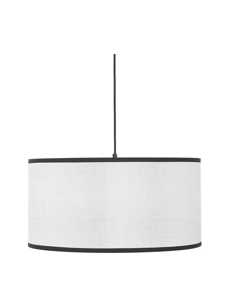 Lampada a sospensione con paralume in lino Claudette, Paralume: lino strutturato, Baldacchino: metallo verniciato a polv, Crema, nero, Ø 50 x Alt. 25 cm