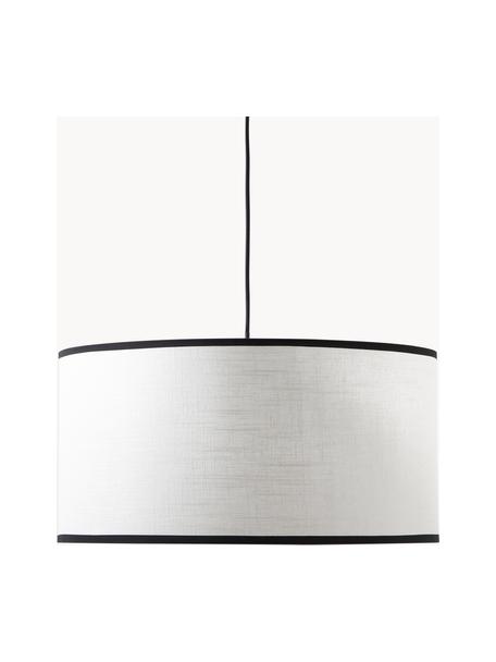 Hanglamp Claudette met linnen lampenkap, Lampenkap: linnen,gestructureerd, Wit, zwart, Ø 50 x H 25 cm