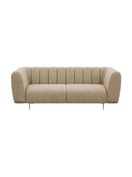 Sofa Shel (3-osobowa), Tapicerka: 100% aksamit poliestrowy , Nogi: metal powlekany, Beżowa tkanina, odcienie mosiądzu, S 210 x G 95 cm
