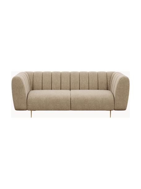 Sofa Shel (3-osobowa), Tapicerka: 100% aksamit poliestrowy , Nogi: metal powlekany, Beżowa tkanina, odcienie mosiądzu, S 210 x G 95 cm