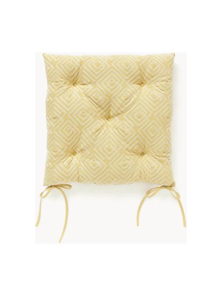 Cojines de asiento de algodón con decoración gráfica Sevil, 2 uds., Funda: 100% algodón, Ocre, amarillo claro, An 40 x L 40 cm