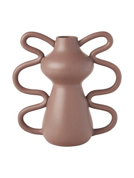 Vase design de forme organique Luvi, Grès cérame, Brun, Ø 6 x haut. 32 cm