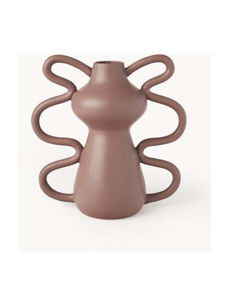 Design-Vase Luvi in organischer Form, Steingut, Nougat, Ø 6 x H 32 cm