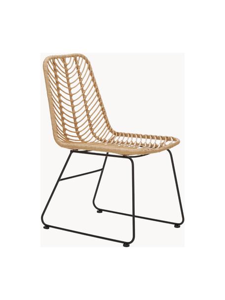 Silla de ratán Providencia, Asiento: polietileno, Estructura: metal con pintura en polv, Marrón claro, negro, An 47 x F 63 cm