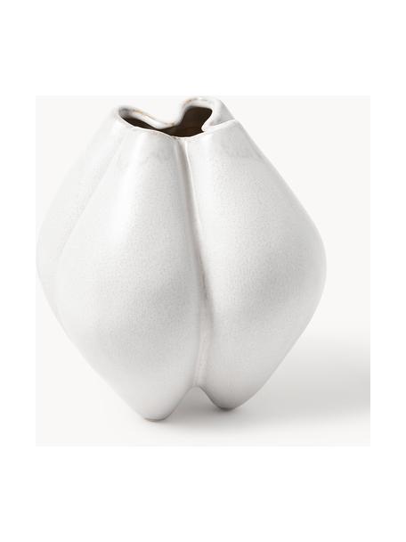 Kleine Vase Frida aus Steingut, H 19 cm, Steingut, Off White, B 18 x H 19 cm