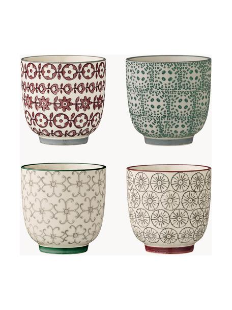 Set di 4 tazze senza manico con motivo grazioso Karine, Ceramica, Multicolore, Ø 7 x Alt. 7 cm, 180 ml