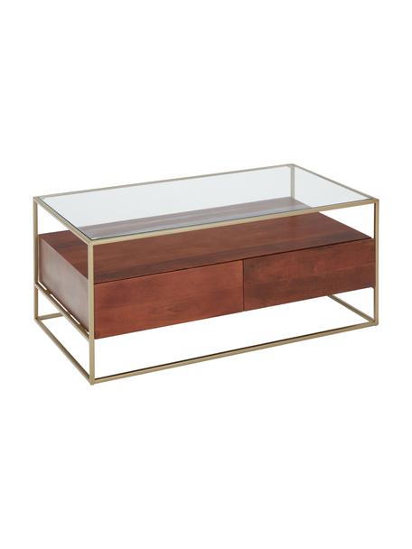 Table basse en bois avec tiroirs Theodor, Bois de manguier, brun, larg. 100 x prof. 55 cm