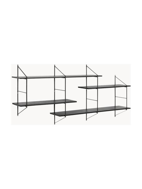 Estantería de pared grande de metal Belfast, Estructura: metal con pintura en polv, Estantes: tableros de fibra de dens, Negro, An 191 x Al 79 cm