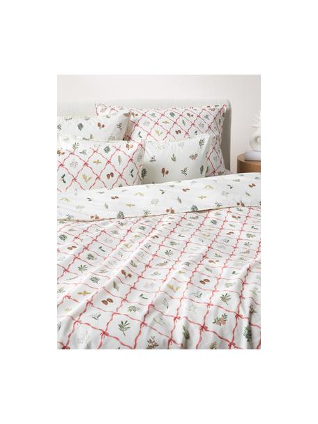 Baumwollperkal-Wendebettdeckenbezug Twigs mit winterlichen Prints, Webart: Baumwollperkal Fadendicht, Weiß, B 135 x L 200 cm
