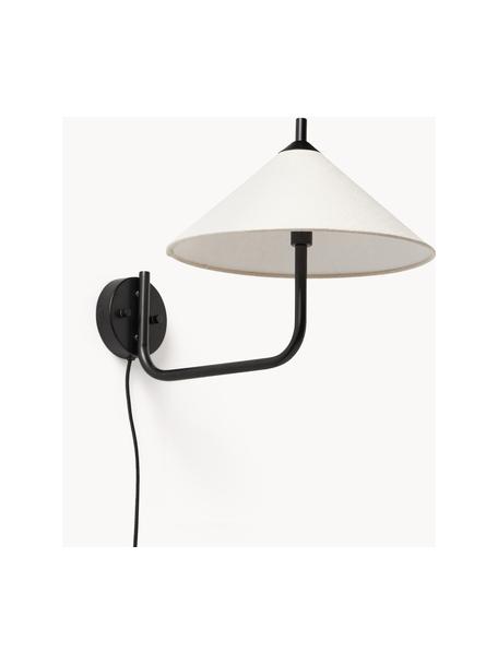 Grote wandlamp Vica, Lampenkap: linnen (100% polyester), Gebroken wit, zwart, Ø 31 x D 45 cm
