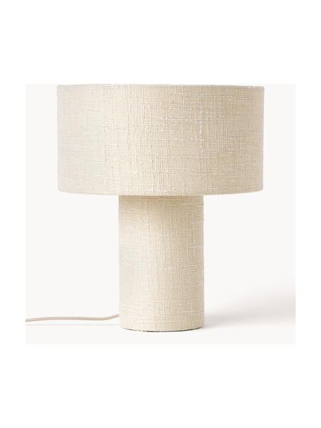 Lámpara de mesa en tejido bouclé Ron, Estructura: metal con pintura en polv, Cable: cubierto en tela, Bouclé blanco crema, Ø 30 x Al 35 cm