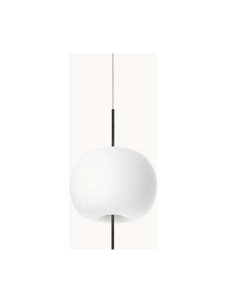 Lampa wisząca ze szkła dmuchanego Kushi, Stelaż: metal powlekany, Biały, czarny, Ø 16 x W 26 cm