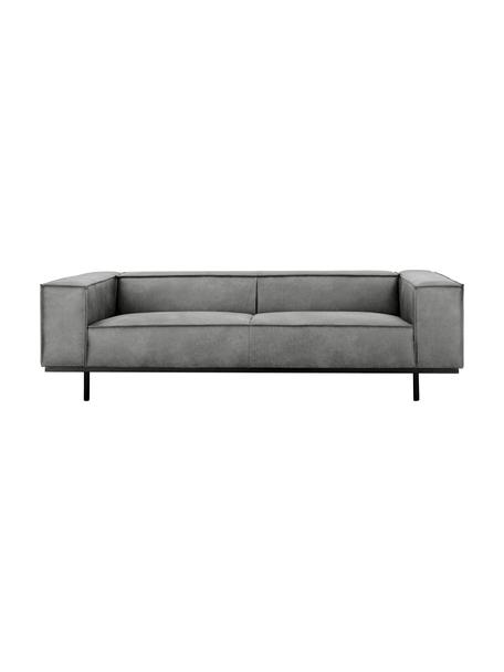 Leder-Sofa Abigail (3-Sitzer) in Dunkelgrau mit Metall-Füssen, Bezug: Lederfaserstoff (70% Lede, Beine: Metall, lackiert, Leder Dunkelgrau, B 230 x T 95 cm