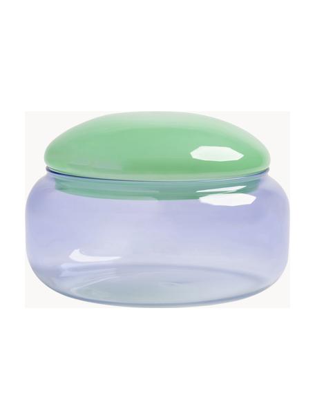Bote de almacenamiento artesanal de vidrio borosilicato Puffy, Vidrio de borosilicato, Lila, verde, Ø 18 x Al 13 cm