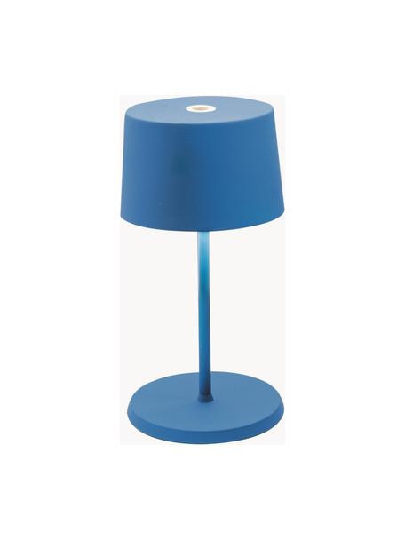 Mobiele dimbare LED tafellamp Olivia Pro, Lamp: aluminium, gecoat, Blauw, Ø 11 x H 22 cm