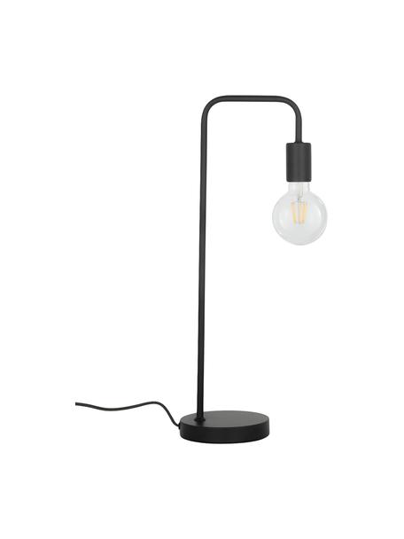 Lámpara de escritorio grande de metal Flow, Estructura: metal con pintura en polv, Cable: cubierto en tela, Negro, An 22 x Al 56 cm