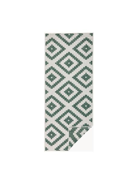 Tapis d'extérieur vert crème Malta, 100 % polypropylène, Blanc cassé, vert foncé, larg. 80 x long. 250 cm